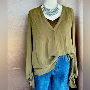 H&M Army Green V-neckline blouse